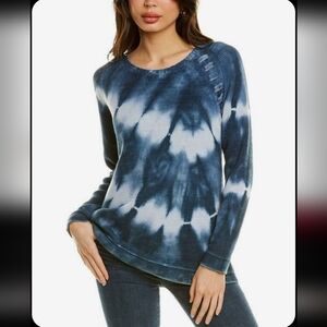 Nic + Zoe Blue Tie-Dye Crewneck Pullover Knit Sweater Size Medium